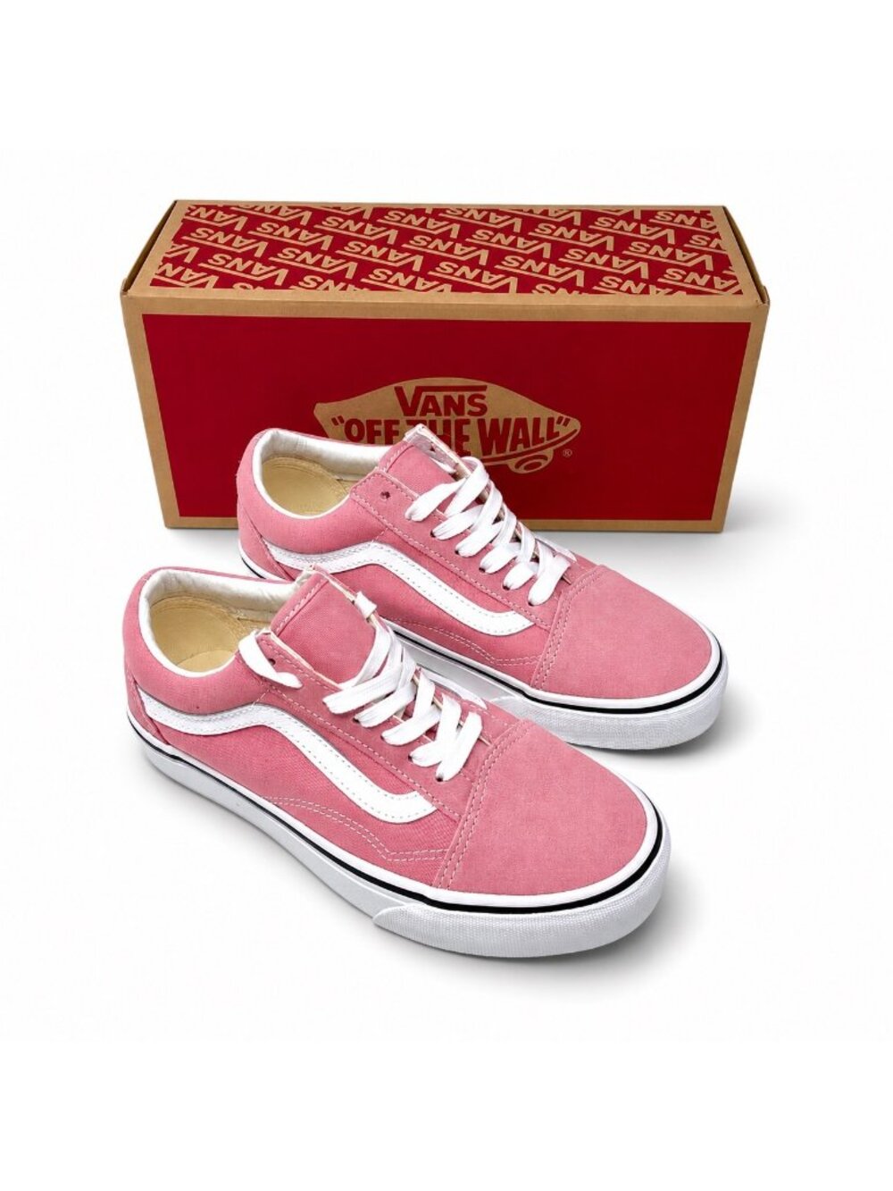 Vans Old Skool Women's 7 Pink Dawn White Low Top Skate Sneakers Casual Shoes